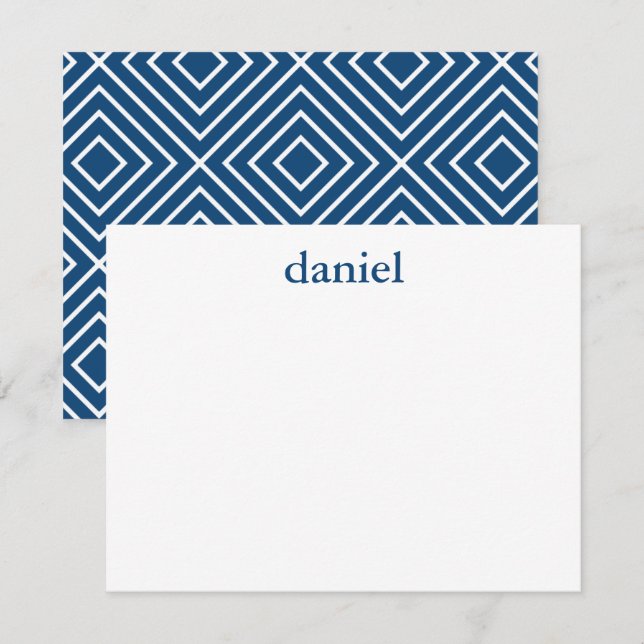 Navy Blue Modern Bar Mitzvah Thank You Card (Front/Back)