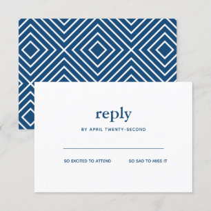 Navy Blue Modern Bar Mitzvah White Reply Card