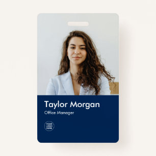 Navy Blue Modern Business ID Card   Employee Badge