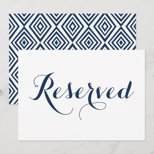Navy Blue Modern Calligraphy Reserved Wedding Sign Invitation (Front/Back)