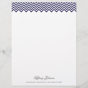 Navy Blue Modern Chevron Border Letterhead