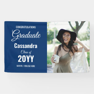 Navy Blue Modern Classic Photo Graduation Banner