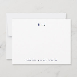 Navy Blue Modern Couple Monogram Personalized Card