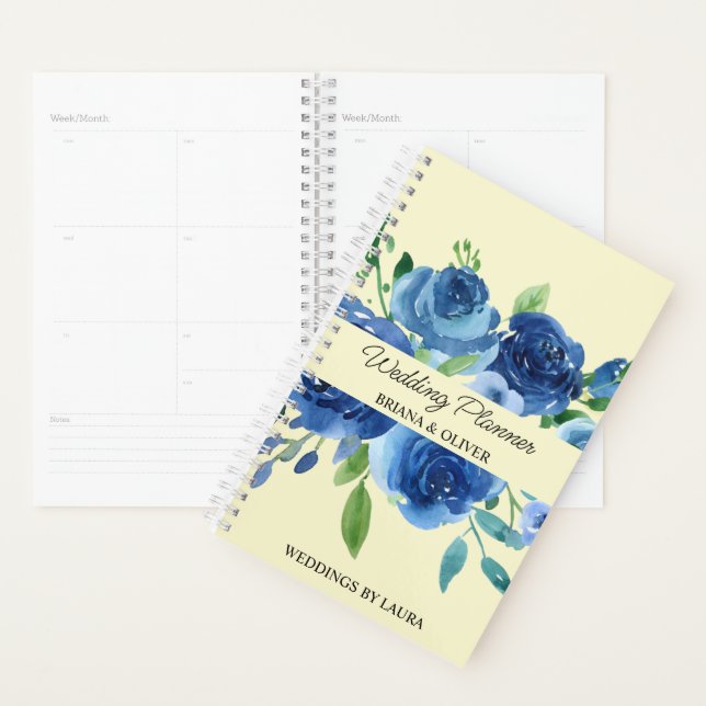 Navy Blue Modern Floral Client Wedding Planner (Display)