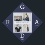Navy blue modern graphic photo collage graduation cap topper<br><div class="desc">Navy blue modern graphic photo collage graduation hat topper.A Modern,  Graphic Multi Photo Graduation label. Simply Change The Background Colour To Personalise The Card. Perfect For Showing A Selection Of Photographs Or Ages Of Your Graduate. Part Of A Co-ordinating Collection.</div>