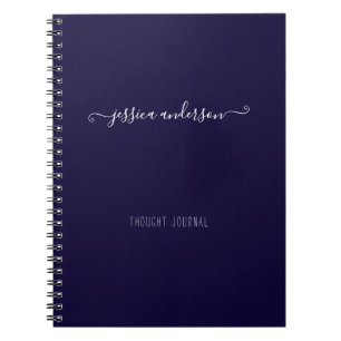 Navy Blue Modern Handwriting Calligraphy Script Notebook