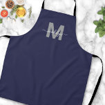 Navy Blue Modern Minimalist Elegant Monogram Apron<br><div class="desc">Personalized Custom Create Your Own Modern Navy Blue and Grey Initial Name Monogram Apron. This chic and sophisticated apron is perfect for anyone who wants to add a personalized and elegant touch to their work attire. Whether you're a home chef preparing meals in the kitchen, a hair stylist in need...</div>