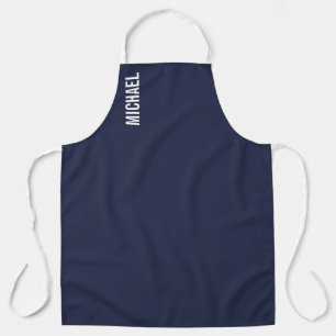 Navy Blue Modern Minimalist Personalized Name Apron
