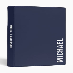 Navy Blue Modern Minimalist Personalized Name Binder