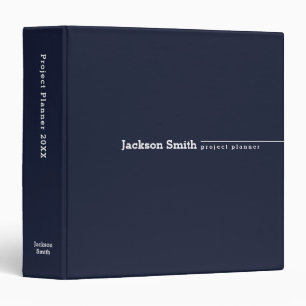 Navy blue modern minimalist personalized name binder