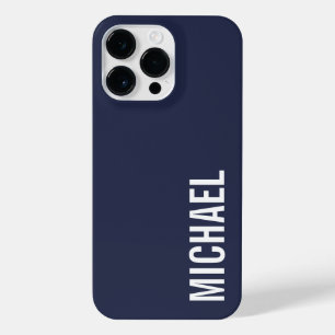 Navy Blue Modern Minimalist Personalized Name iPhone 14 Pro Max Case