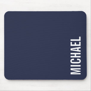 Navy Blue Modern Minimalist Personalized Name Mouse Pad