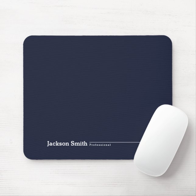 Navy blue modern minimalist personalized name mouse pad (With Mouse)