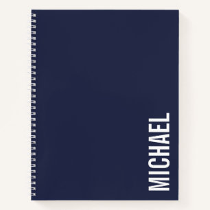 Navy Blue Modern Minimalist Personalized Name Notebook