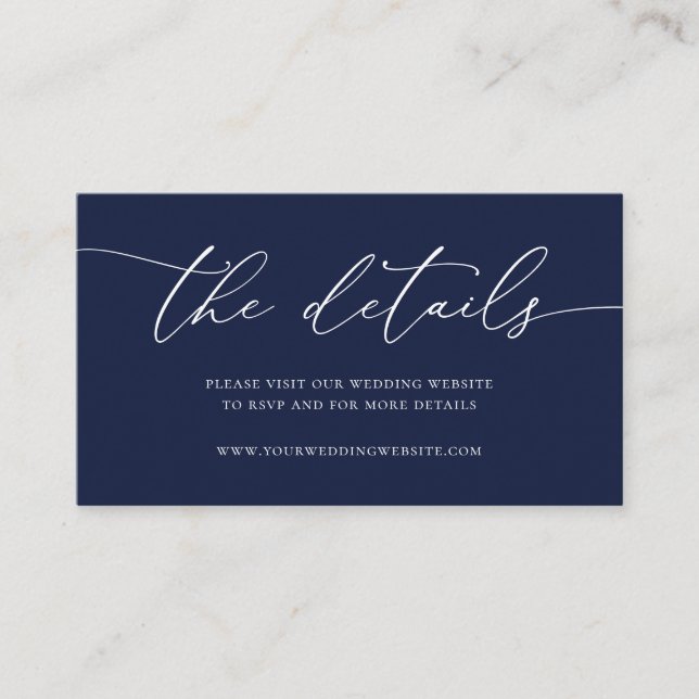 Navy Blue Modern Minimalist Wedding Enclosure Card (Front)