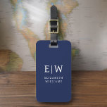 Navy Blue Modern Monogram Minimalist Luggage Tag<br><div class="desc">Elevate your travel experience with our Classic Elegant Modern Minimalist Monogram Luggage Tag. This meticulously designed accessory seamlessly combines timeless elegance with contemporary minimalism, ensuring your luggage stands out with sophistication. Crafted with precision and attention to detail, this luggage tag is more than just a practical item; it's a personalized...</div>