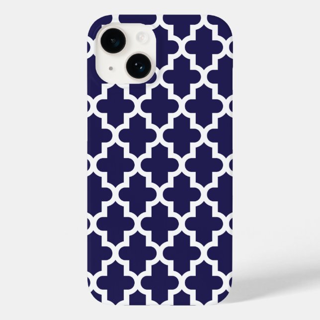 Navy Blue Modern Moroccan Pattern Case-Mate iPhone Case (Back)