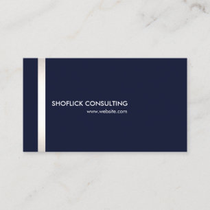 Navy Blue Modern Professional Silver Stripe Business Card
