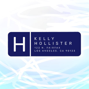 Navy Blue Modern Return Address