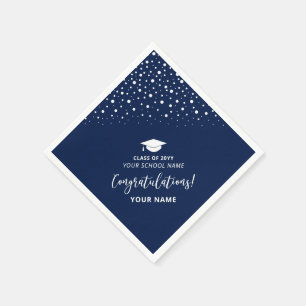 Navy Blue Modern School Graduation Party Napkin