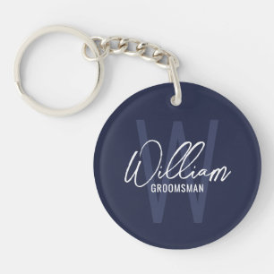 Navy Blue Modern Script Cuomsmen personnalisé