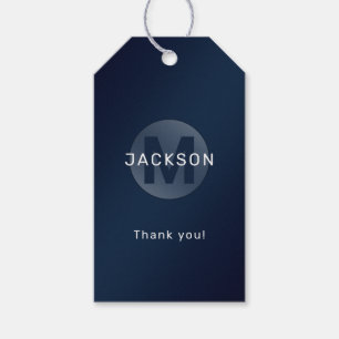 Navy blue modern simple personalized monogram gift tags