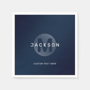 Navy blue modern simple personalized monogram  nap napkin