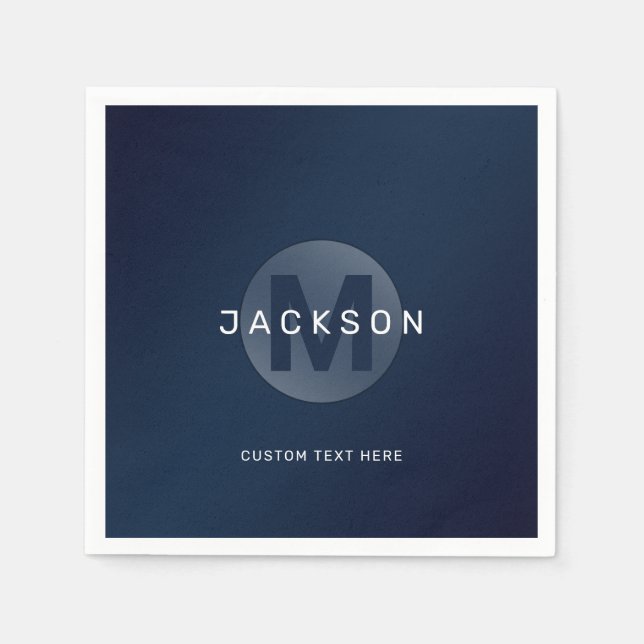 Navy blue modern simple personalized monogram  nap napkin (Front)