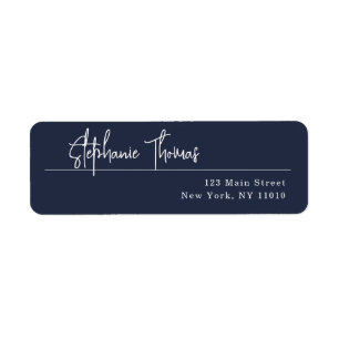 Navy Blue Modern Simple Return Address Label