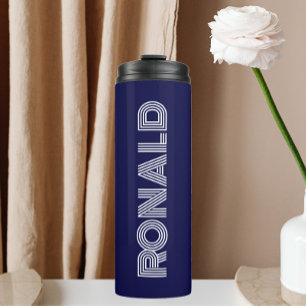 Navy Blue Modern Typography Personalized Thermal Tumbler