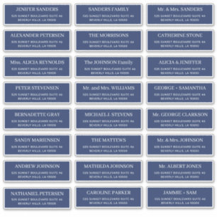 Navy blue modern typography wedding guest address