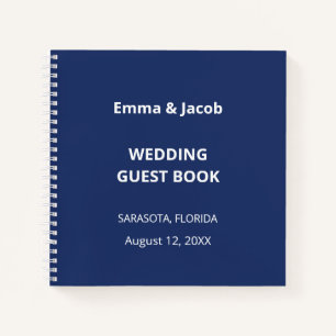 Navy Blue Modern Wedding Guest Book