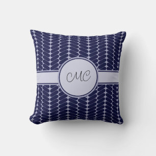 navy blue monogam throw pillow