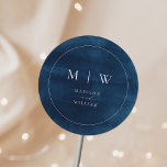 Navy Blue Monogram & Border Elegant Wedding Classic Round Sticker<br><div class="desc">Navy Blue Monogram & Border Elegant Wedding Classic Round Sticker</div>