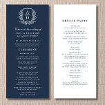Navy Blue Monogram Crest Wedding Program<br><div class="desc">Add a touch of timeless sophistication with this Navy Blue Monogram Crest Wedding Program. Featuring a deep navy hue and a refined crest with your personalized monogram, this program sets an elegant tone for your ceremony. Ideal for formal, nautical, or evening weddings, it beautifully organizes your wedding details while serving...</div>
