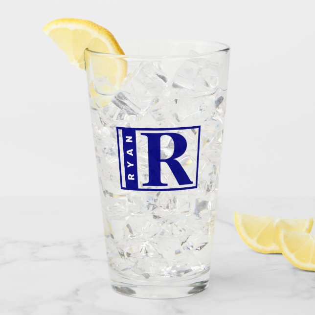 Navy Blue Monogram Glass (Front Ice)