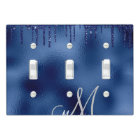 Navy Blue Monogram Glitter Drips Pretty Sparkle