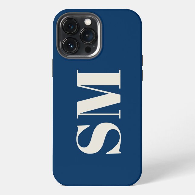 Navy Blue Monogram initial  iPhone Case (Back)