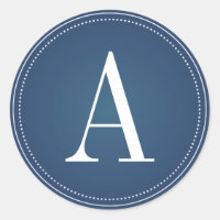 Navy Blue Monogram Initial Wedding Sticker