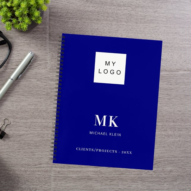 Navy blue monogram initials business notebook (Creator Uploaded)