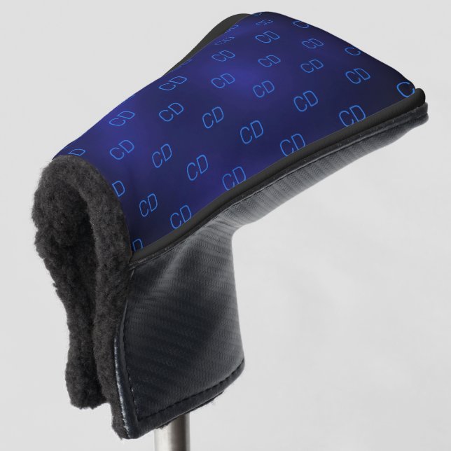 Navy blue monogram initials minimalist golf head cover (3/4 Front)