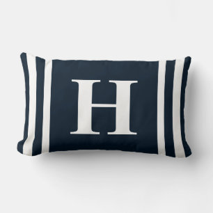 Navy Blue Monogram Lumbar Pillow