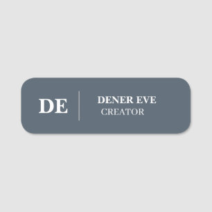 Navy Blue Monogram Minimal Modern Identity Name Tag