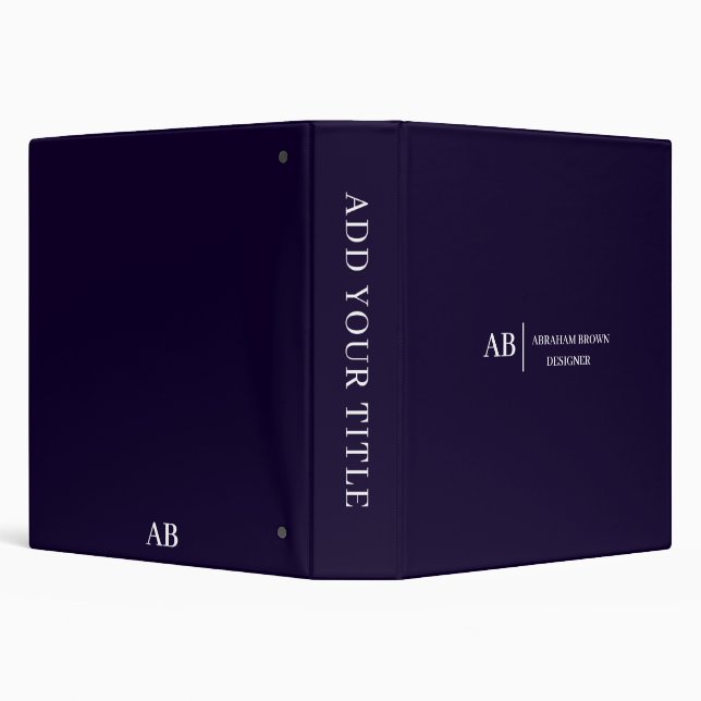 Navy Blue Monogram Modern Minimal Design Binder (Background)