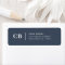 Navy Blue Monogram Modern Return Address