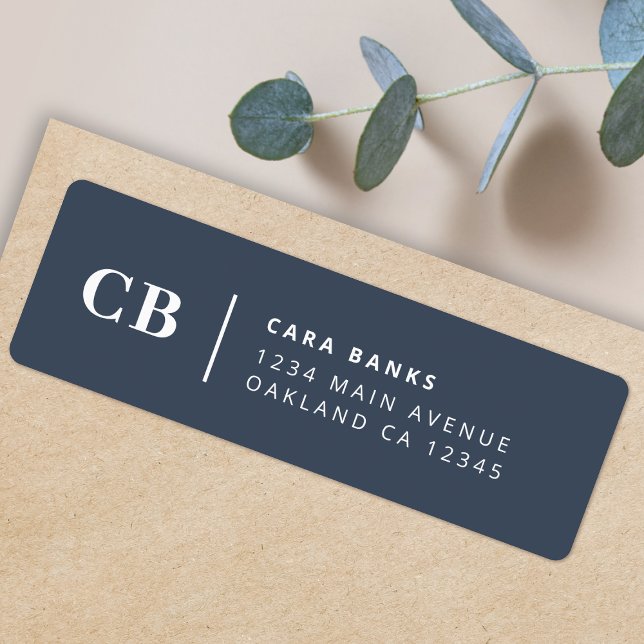 Navy Blue Monogram Modern Return Address (Creator Uploaded)