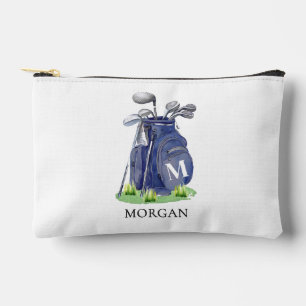 Navy Blue Monogram Name Golf Accessory Pouch