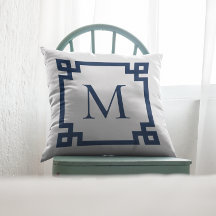 Navy Blue Monogrammed Greek Key Border