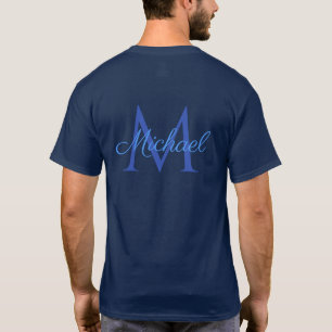 Navy Blue Monogrammed Initial Letter Name Template T-Shirt