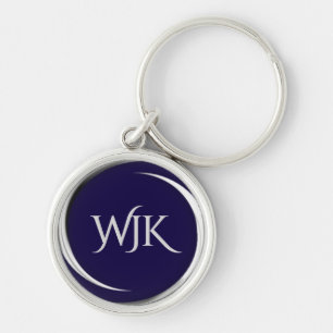 Navy Blue Monogrammed Keychain